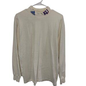 Men’s KU Adidas Cream Long Sleeve Tee Casual Comfort.  Size M